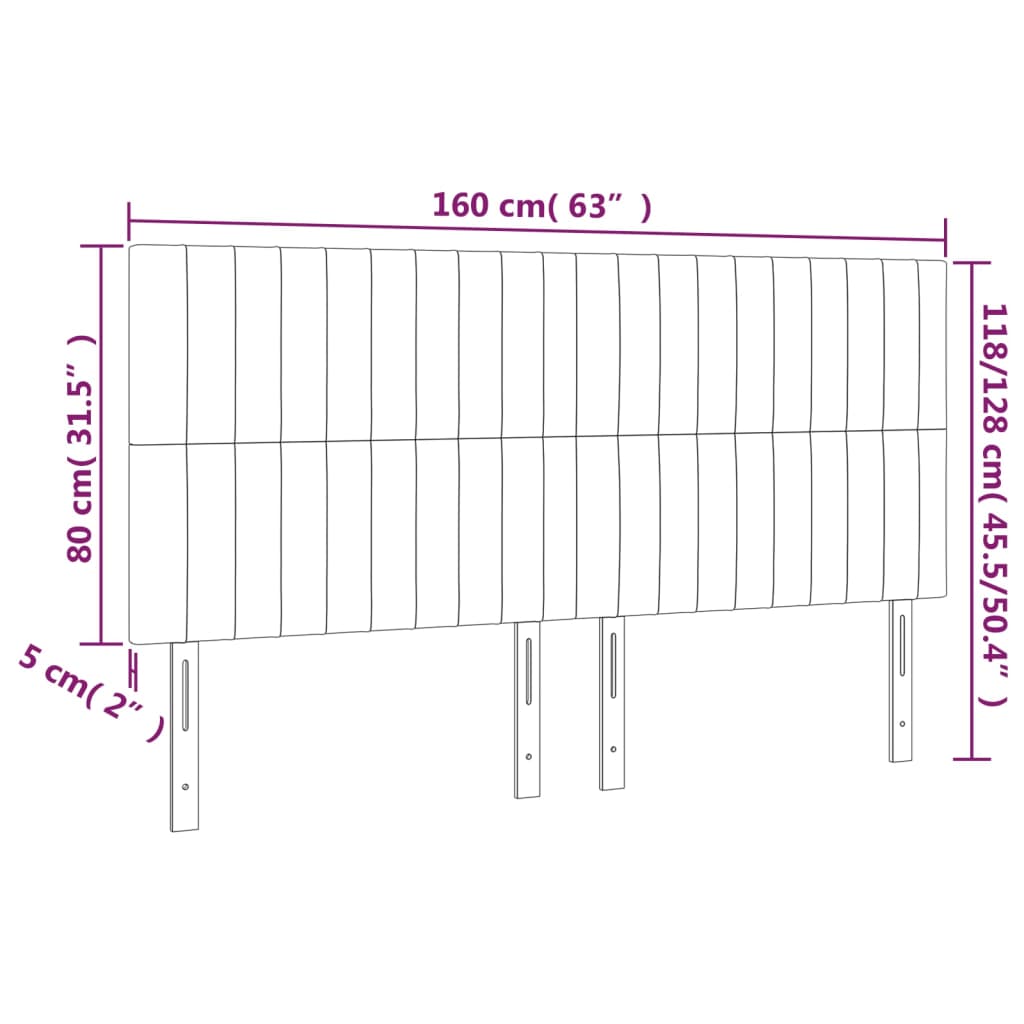 LED uzglavlje tamnosivo 160x5x118/128 cm baršunasto