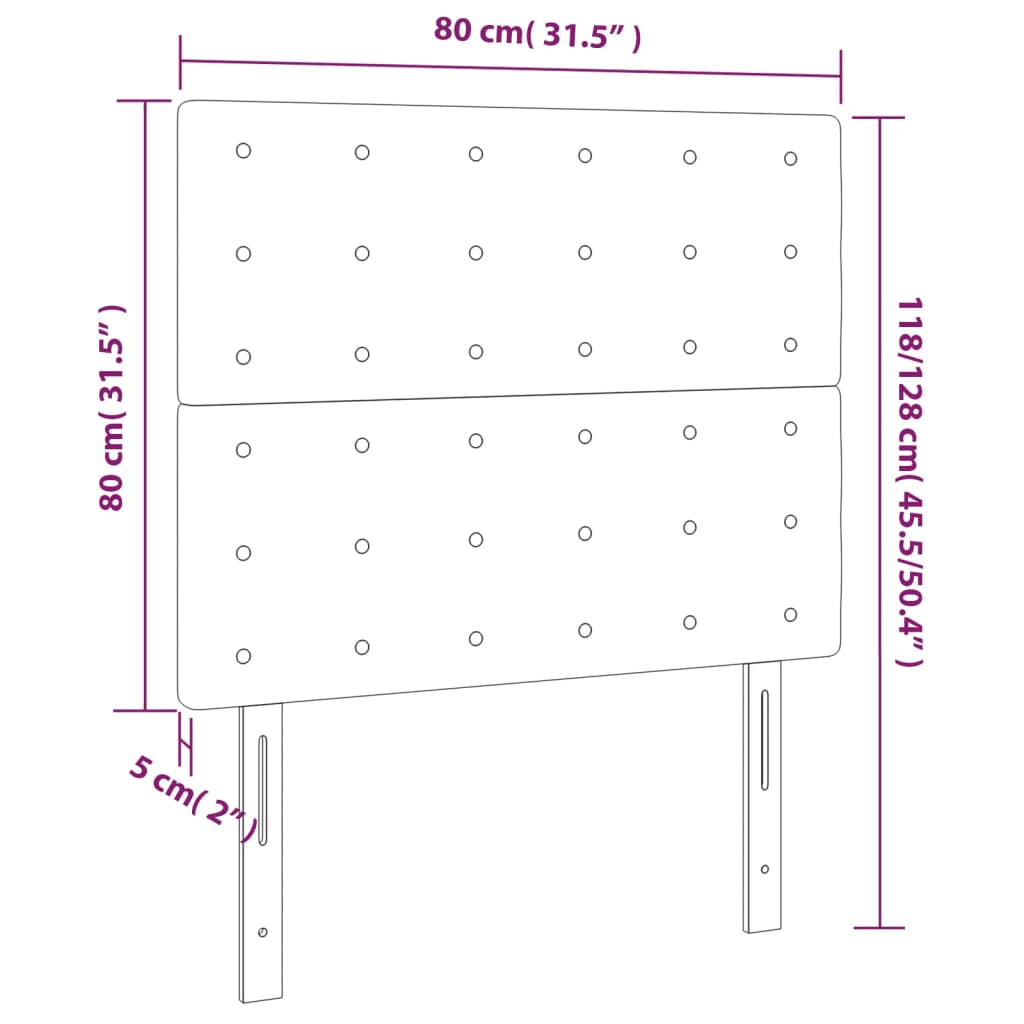 LED uzglavlje smeđesivo 80x5x118/128 cm od tkanine