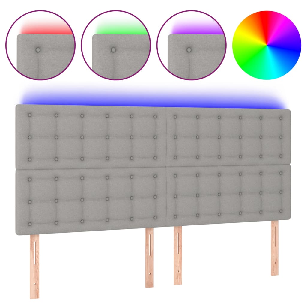 LED uzglavlje svjetlosivo 180x5x118/128 cm od tkanine