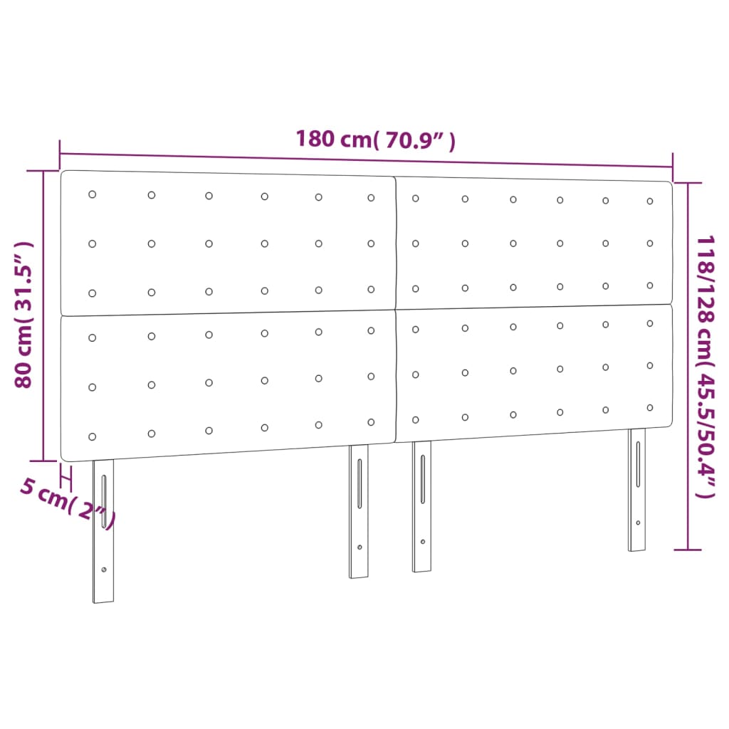 LED uzglavlje svjetlosivo 180x5x118/128 cm od tkanine