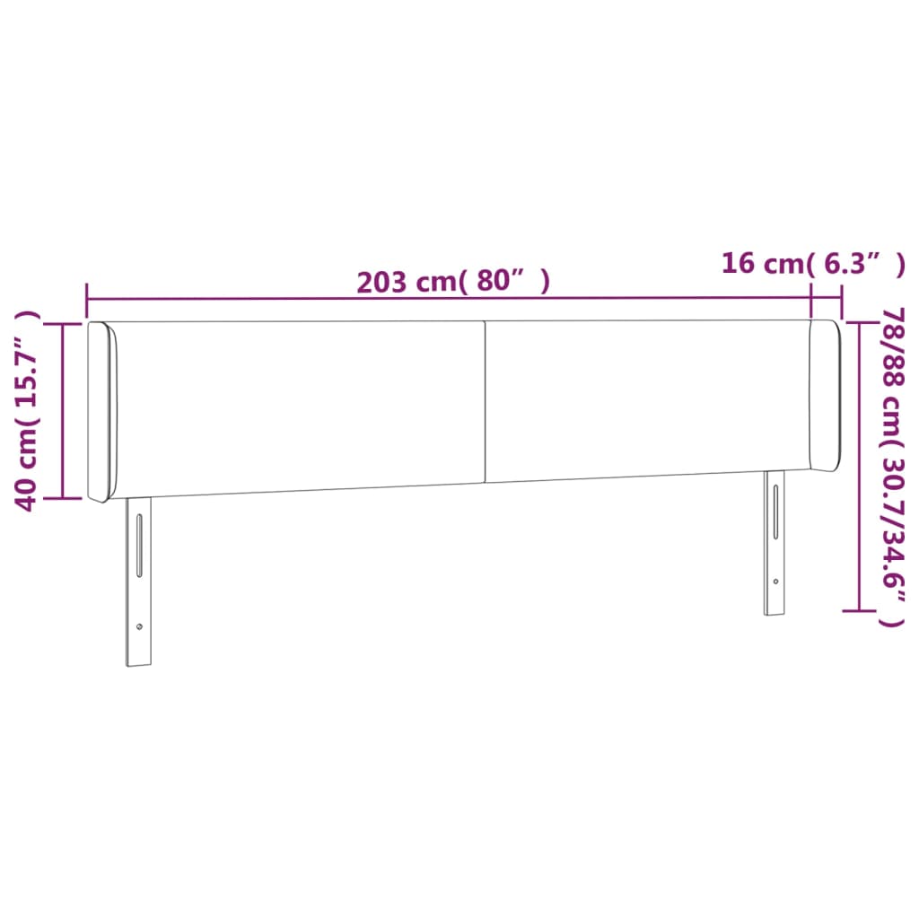 LED uzglavlje plavo 203x16x78/88 cm od tkanine