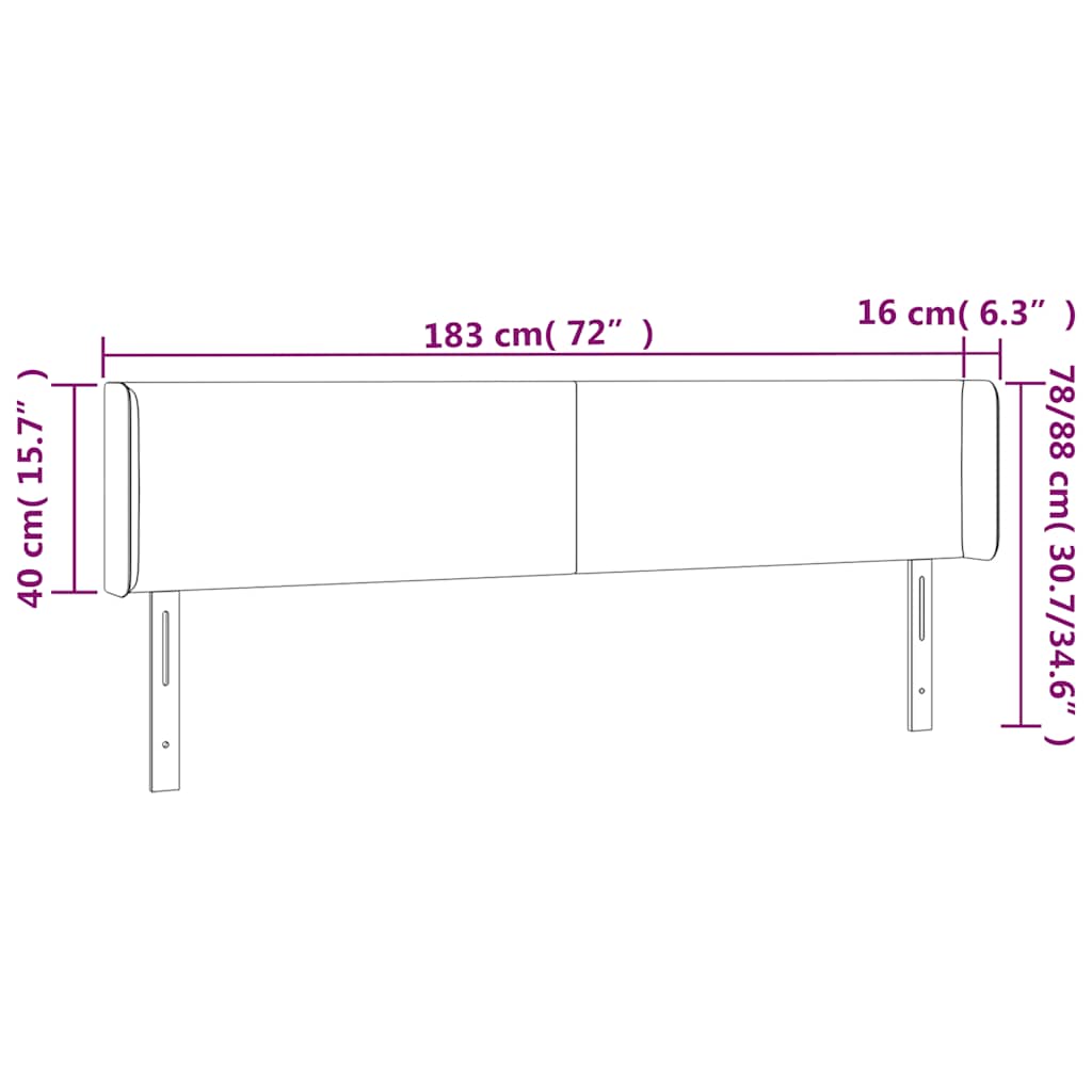 LED uzglavlje tamnoplavo 183x16x78/88 cm baršunasto