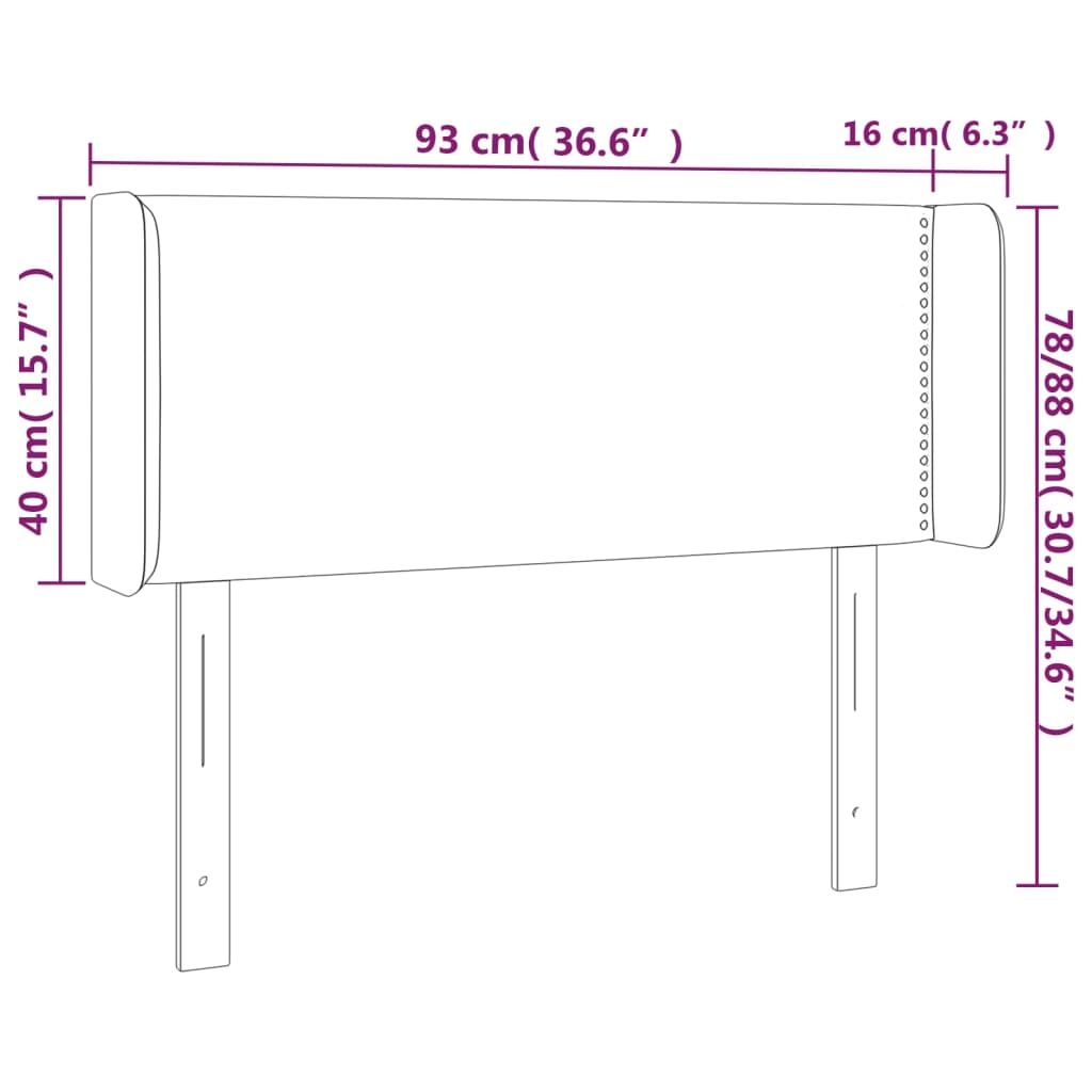 LED uzglavlje tamnosiv 93x16x78/88 cm baršunasto
