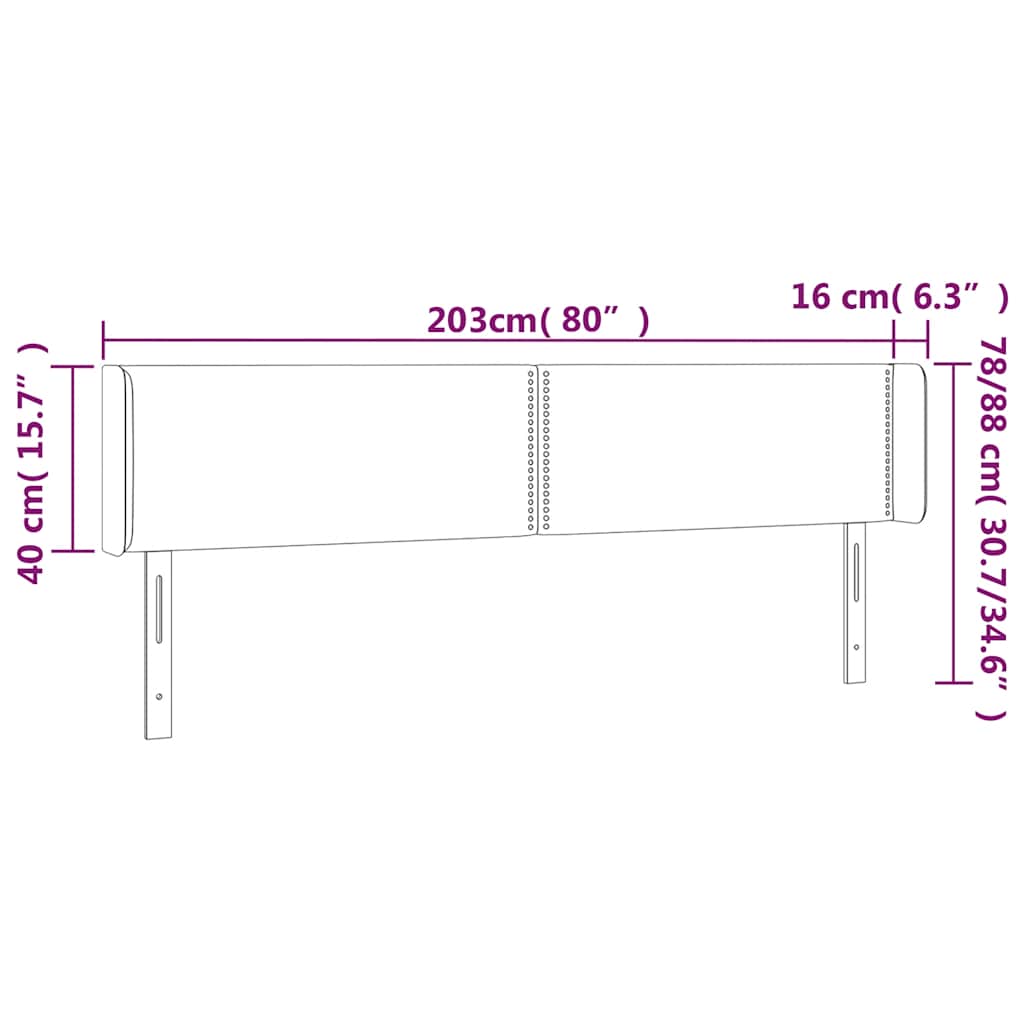 LED uzglavlje tamnozeleno 203x16x78/88 cm baršunasto