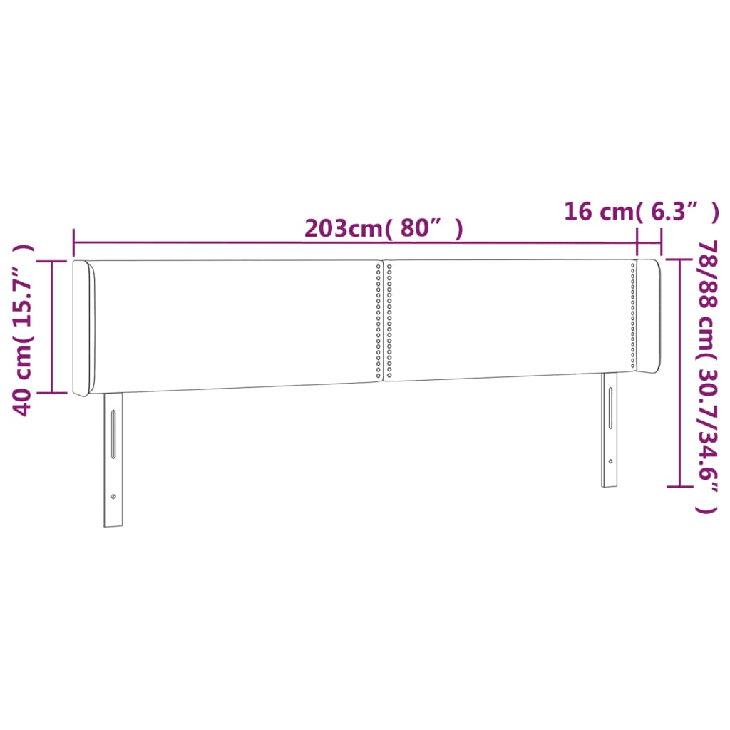 LED uzglavlje bijelo 203x16x78/88 cm od umjetne kože