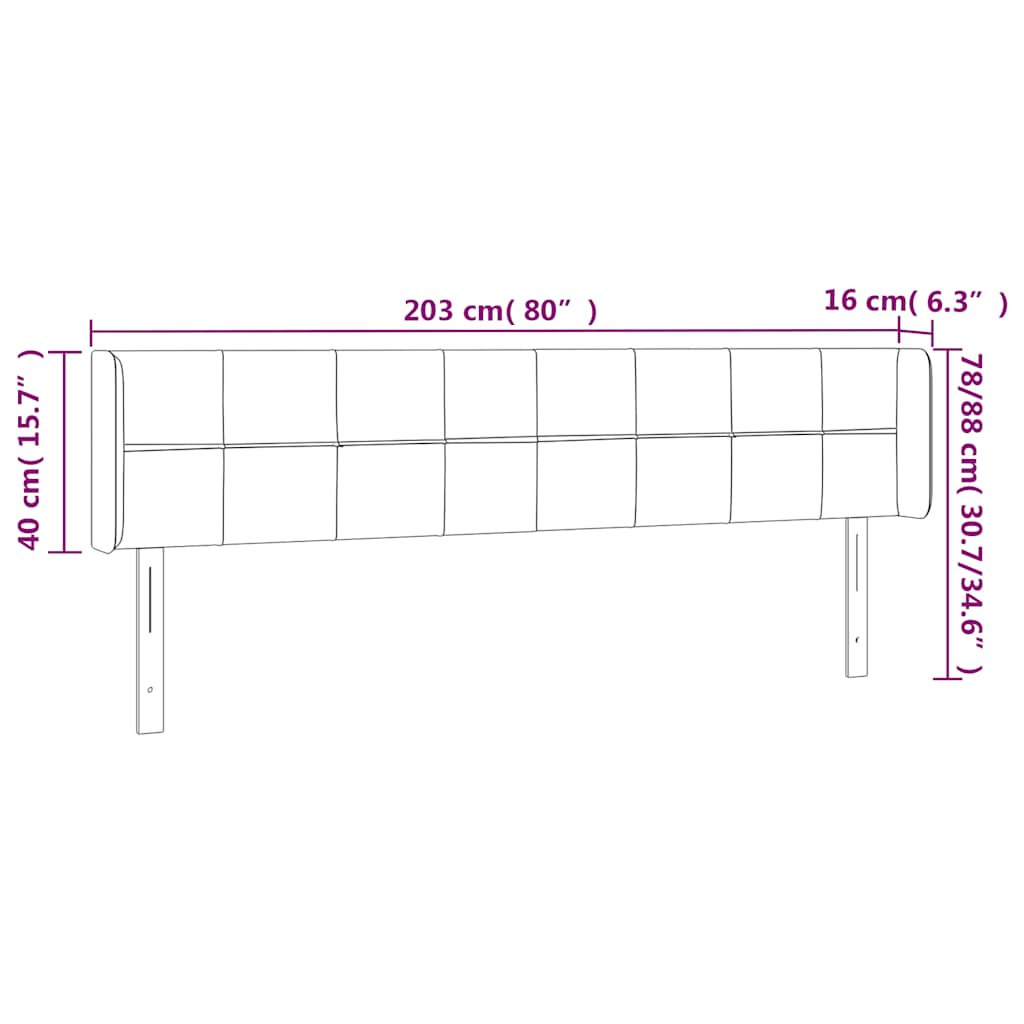 LED uzglavlje tamnozeleno 203x16x78/88 cm baršunasto