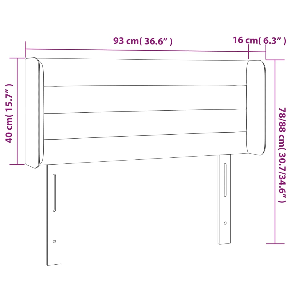 LED uzglavlje smeđesivo 93x16x78/88 cm od tkanine