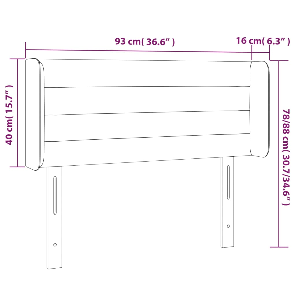 LED uzglavlje plavo 93x16x78/88 cm od tkanine