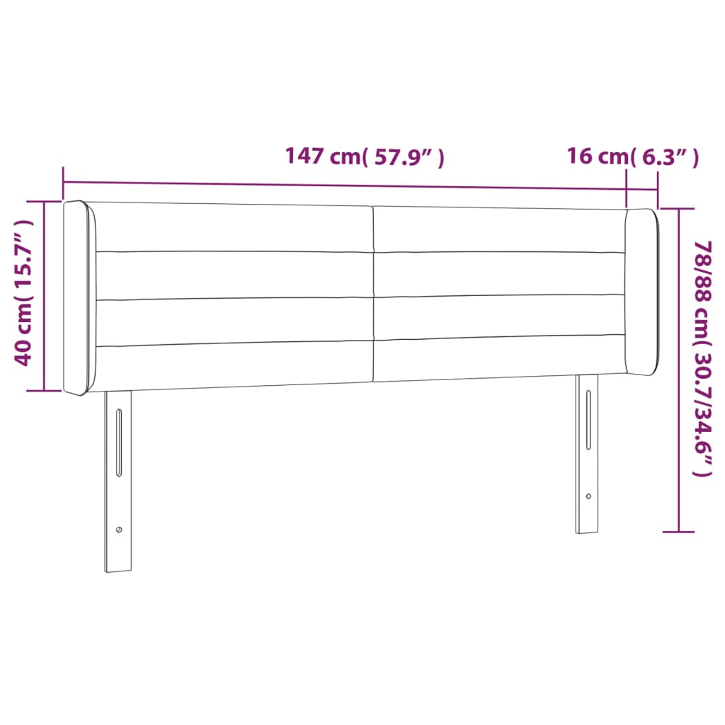 LED uzglavlje svjetlosivo 147x16x78/88 cm od tkanine