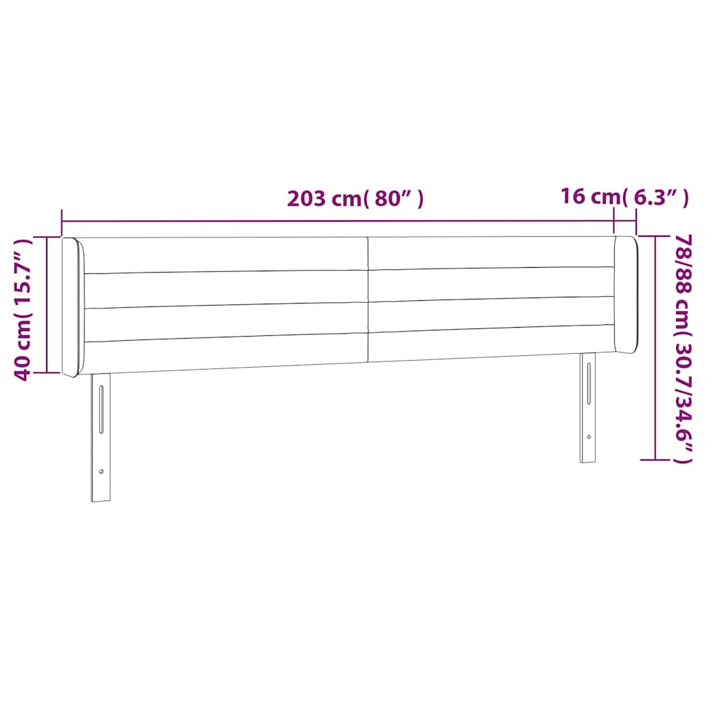 LED uzglavlje tamnozeleno 203x16x78/88 cm baršunasto
