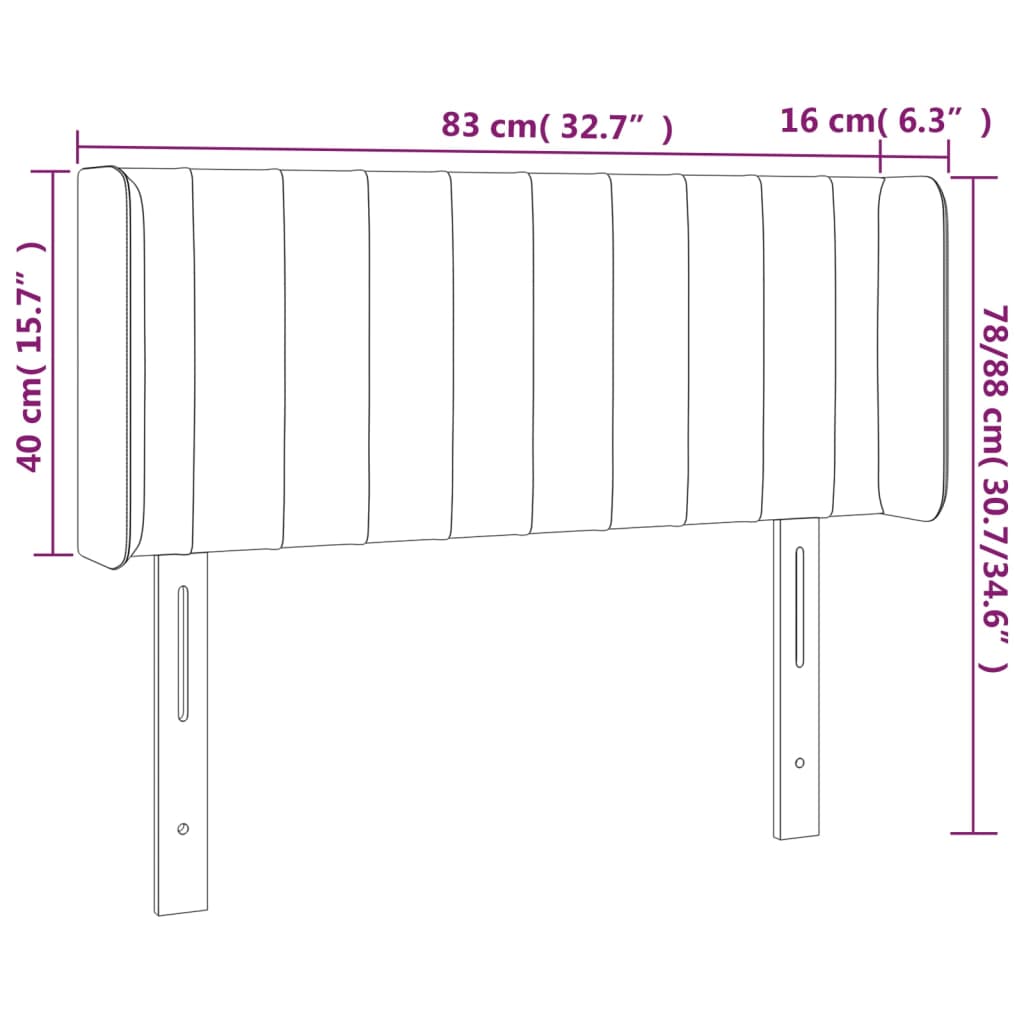 LED uzglavlje krem 83x16x78/88 cm od tkanine