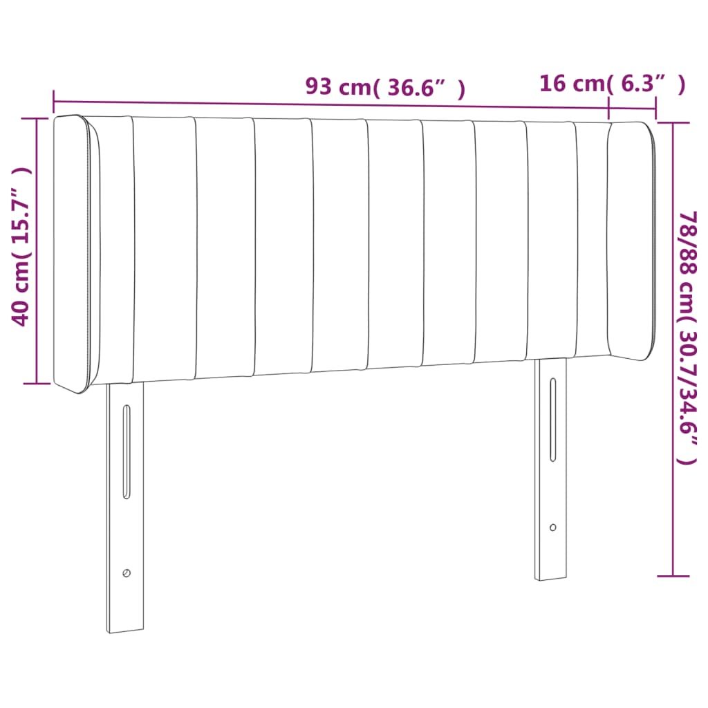 LED uzglavlje crno 93x16x78/88 cm od tkanine