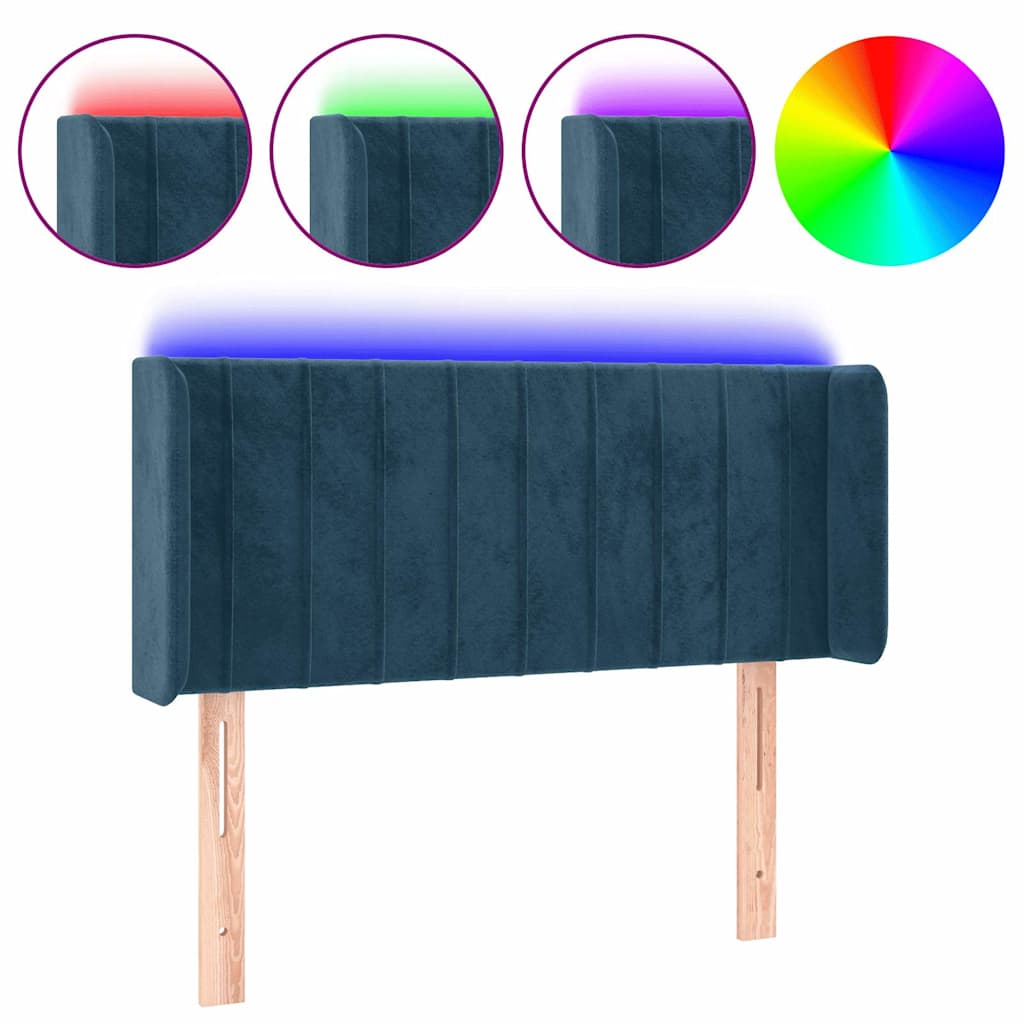 LED uzglavlje tamnoplavo 93x16x78/88 cm baršunasto