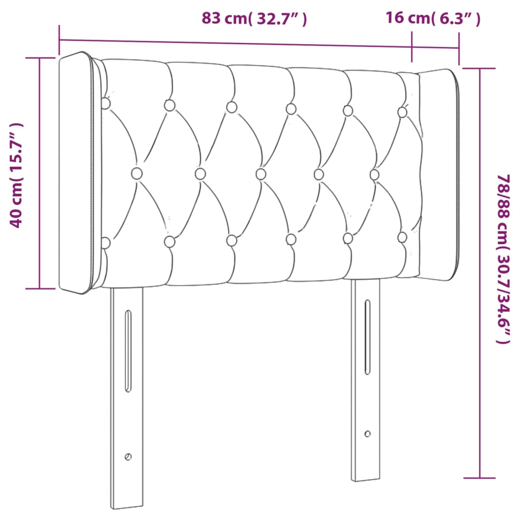 LED uzglavlje tamnosmeđe 83x16x78/88 cm od tkanine