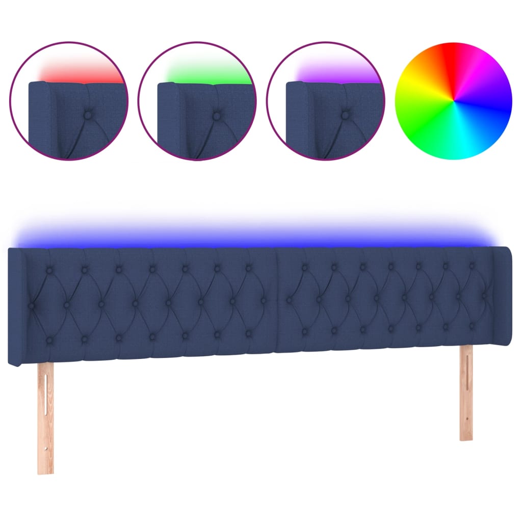 LED uzglavlje plavo 203x16x78/88 cm od tkanine