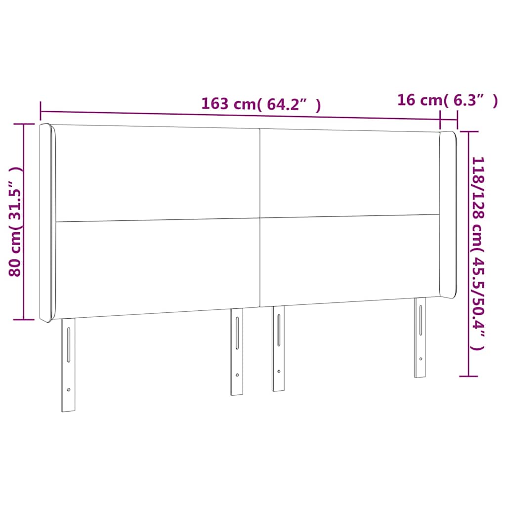 LED uzglavlje tamnozeleno 163x16x118/128 cm baršunasto