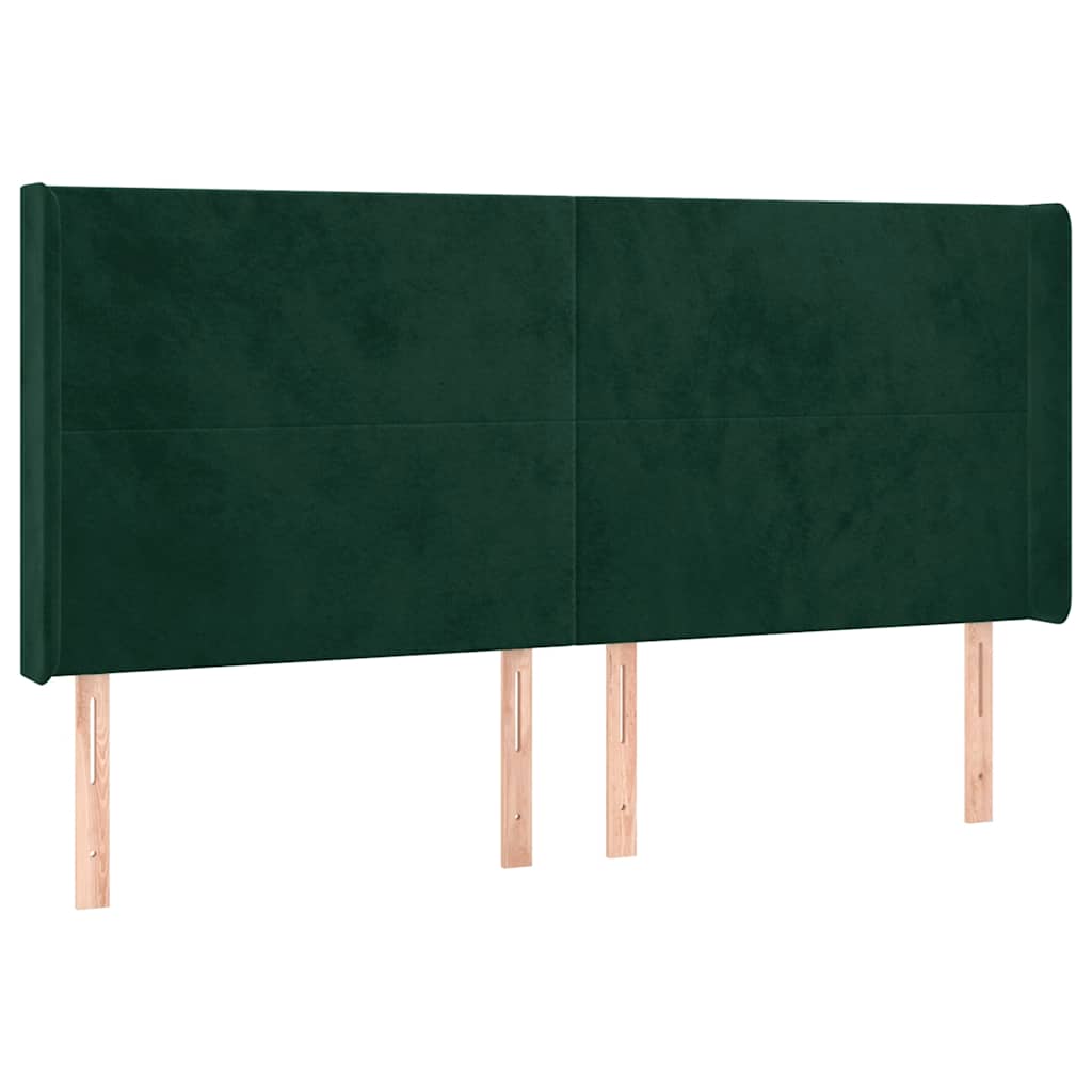 LED uzglavlje tamnozeleno 183 x 16 x 118/128 cm baršunasto