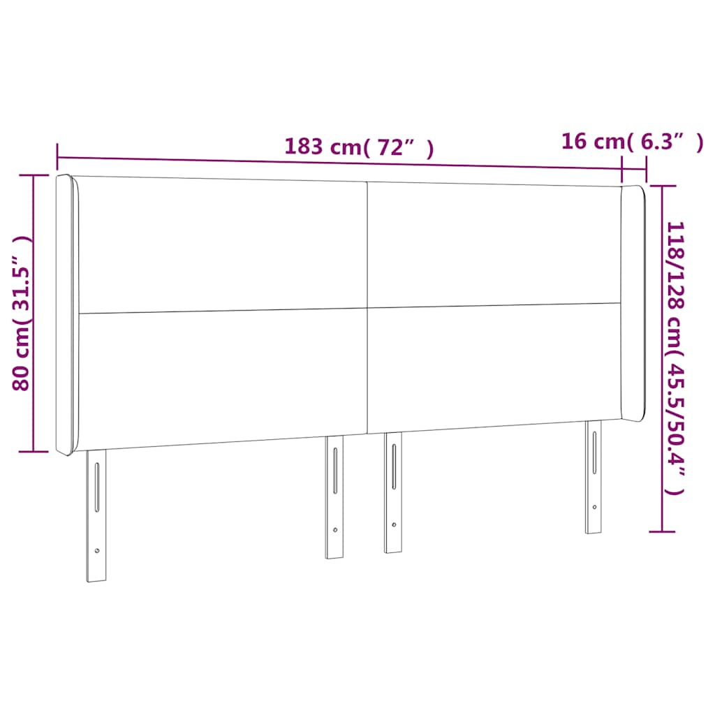 LED uzglavlje tamnoplavo 183 x 16 x 118/128 cm od tkanine