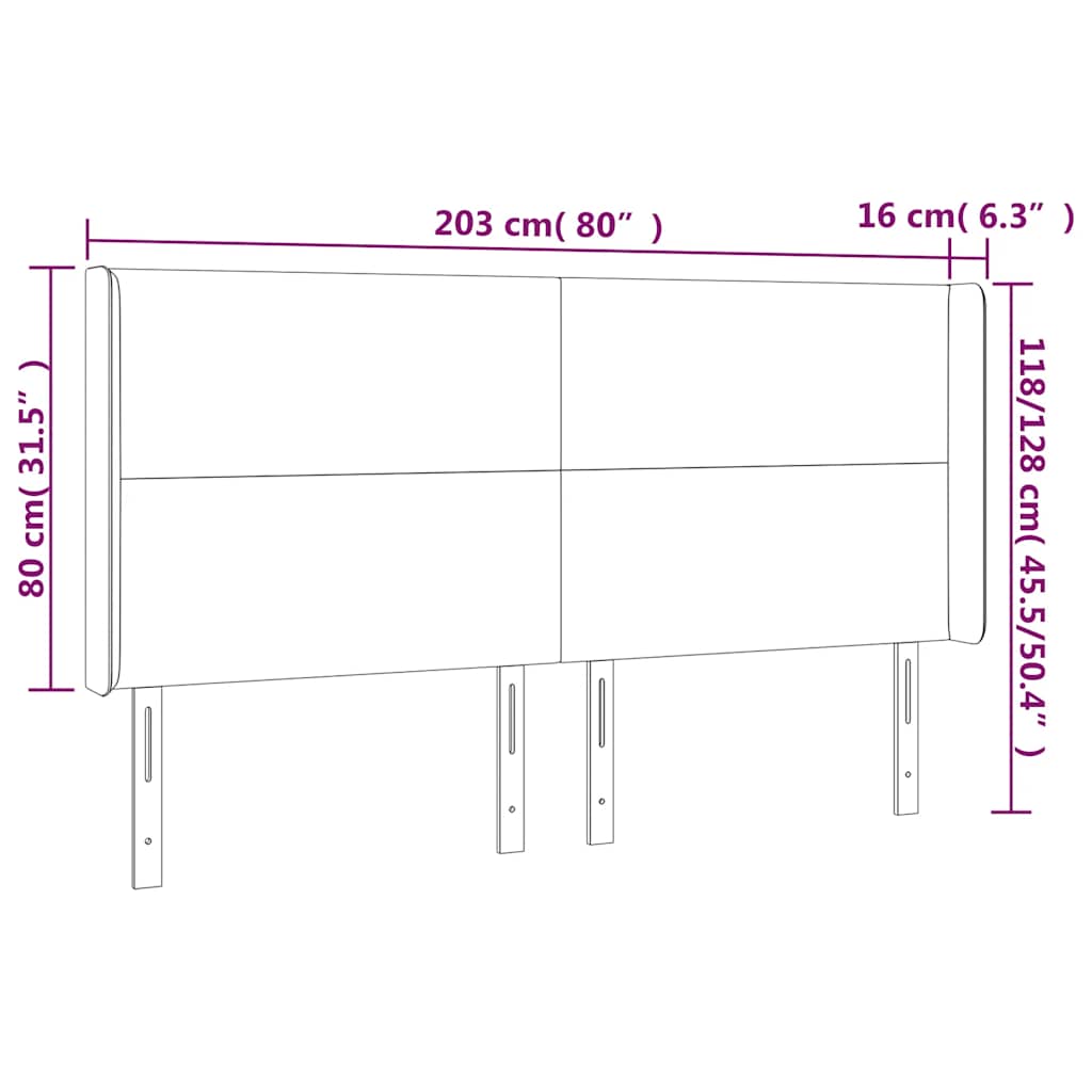 LED uzglavlje tamnozeleno 203 x 16 x 118/128 cm baršunasto