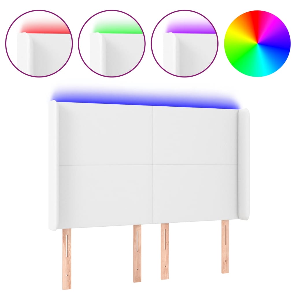 LED uzglavlje bijelo 147x16x118/128 cm od umjetne kože