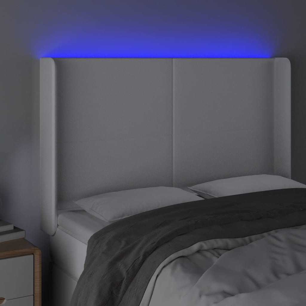 LED uzglavlje bijelo 147x16x118/128 cm od umjetne kože