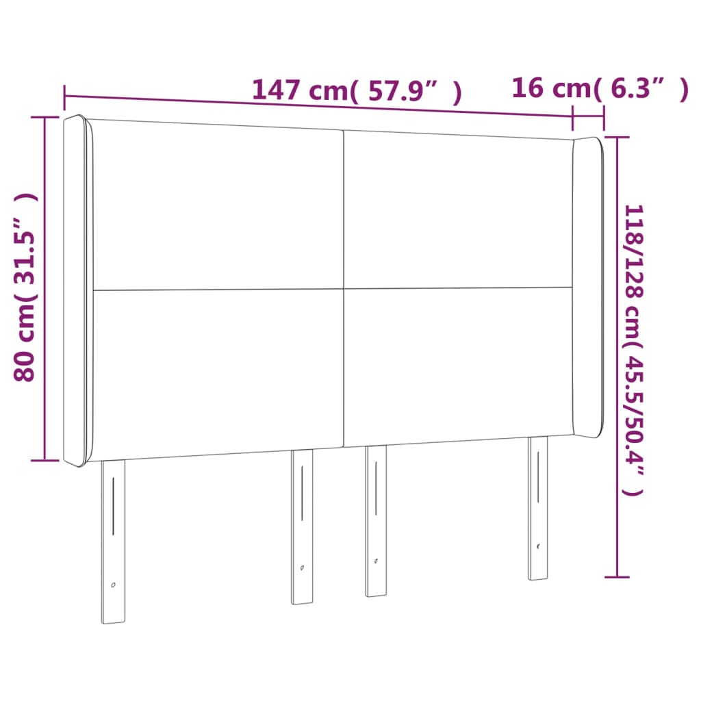 LED uzglavlje bijelo 147x16x118/128 cm od umjetne kože