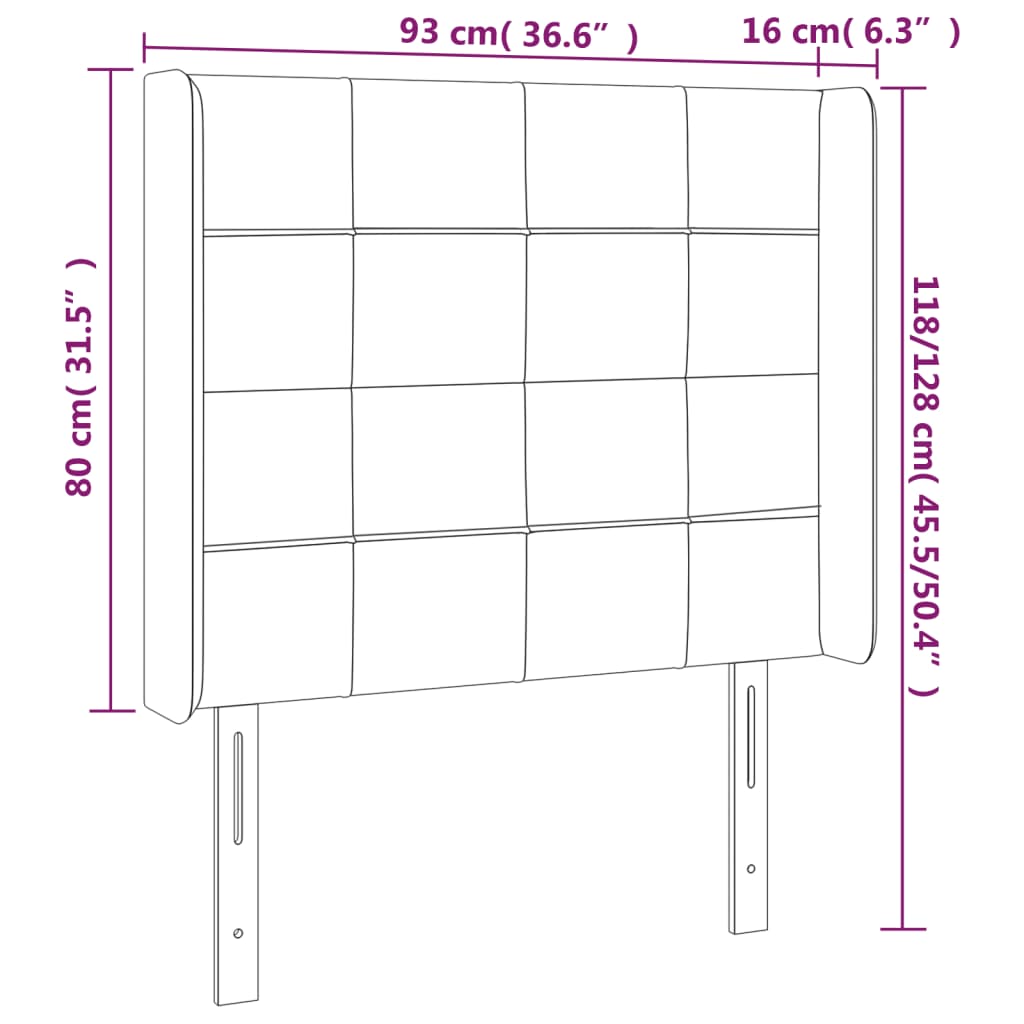 LED uzglavlje svjetlosivo 93 x 16 x 118/128 cm od tkanine