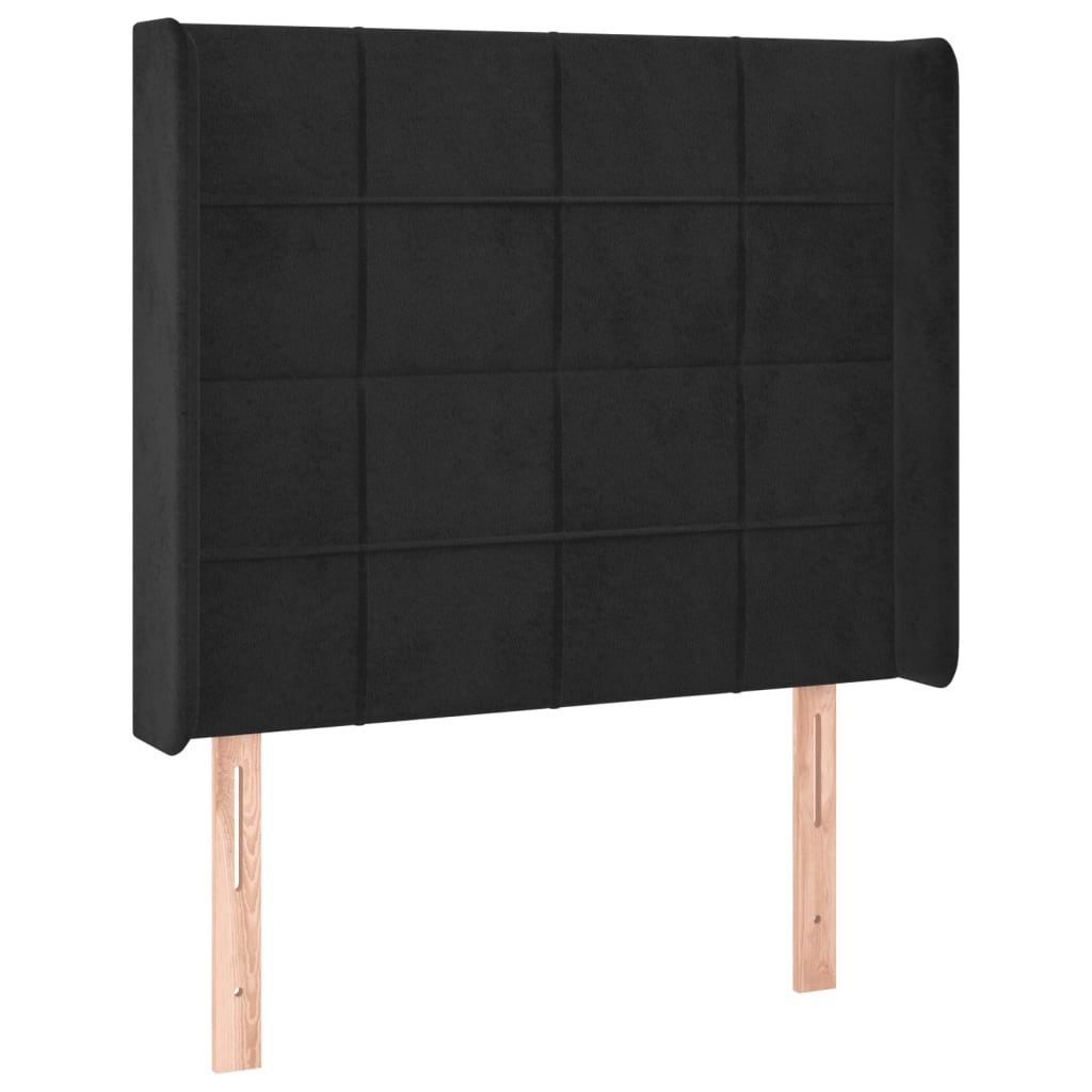 LED uzglavlje crno 83x16x118/128 cm baršunasto