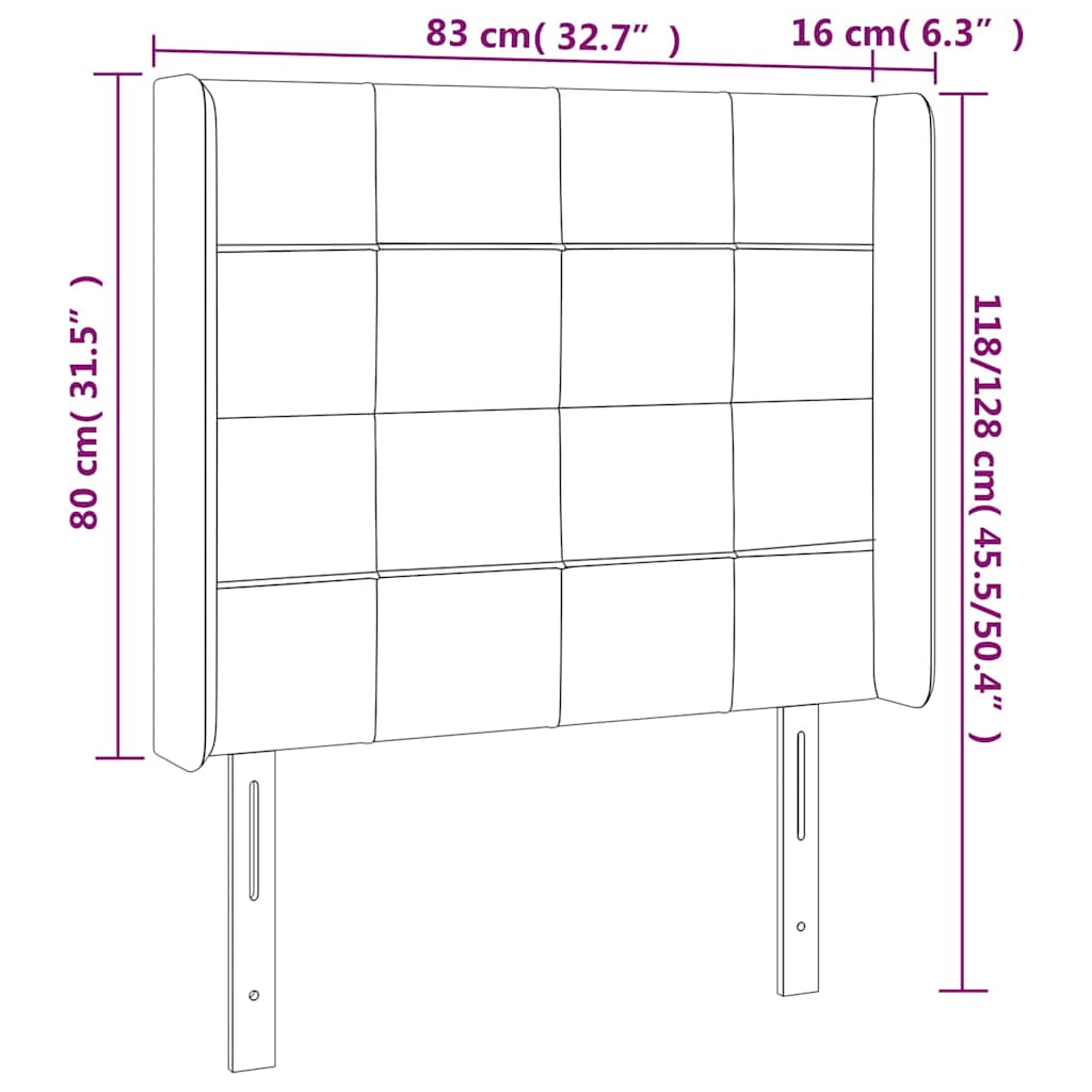 LED uzglavlje tamnoplavo 83x16x118/128 cm baršunasto