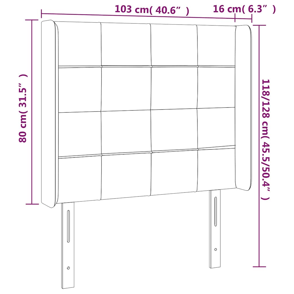 LED uzglavlje tamnoplavo 103x16x118/128 cm baršunasto