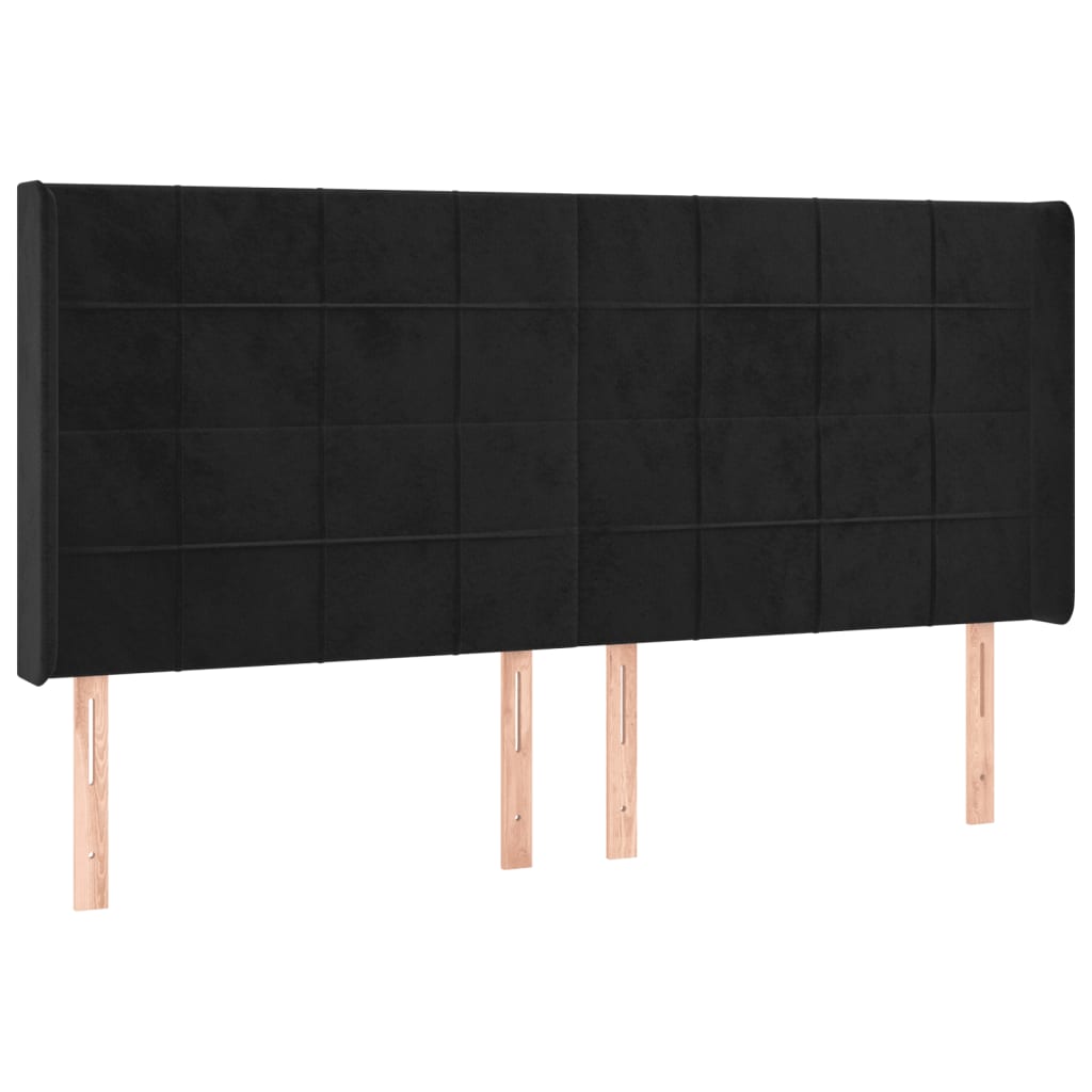 LED uzglavlje crno 163 x 16 x 118/128 cm baršunasto