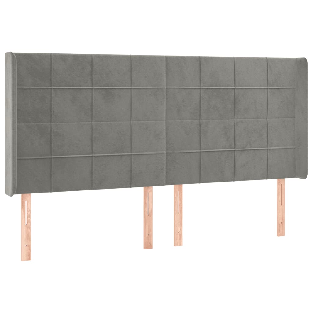 LED uzglavlje svjetlosivo 203 x 16 x 118/128 cm baršunasto