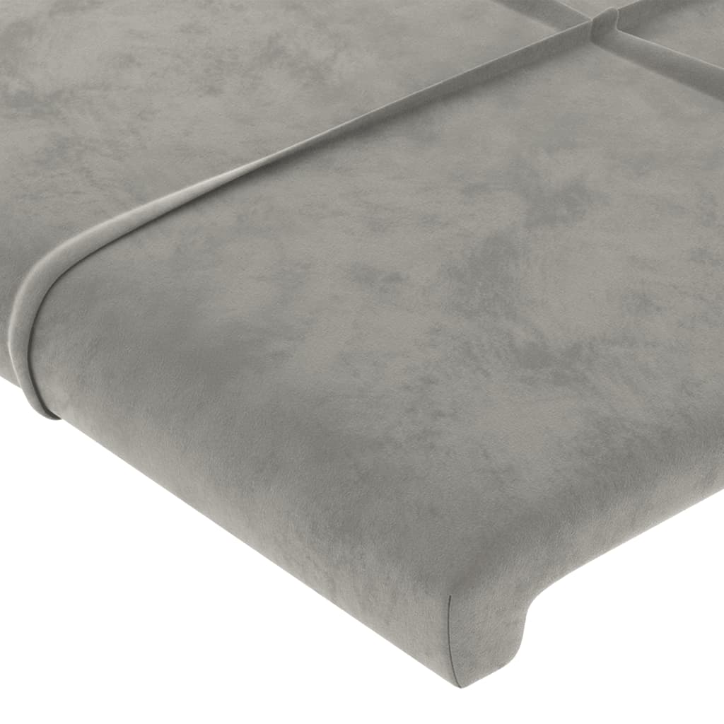 LED uzglavlje svjetlosivo 203 x 16 x 118/128 cm baršunasto