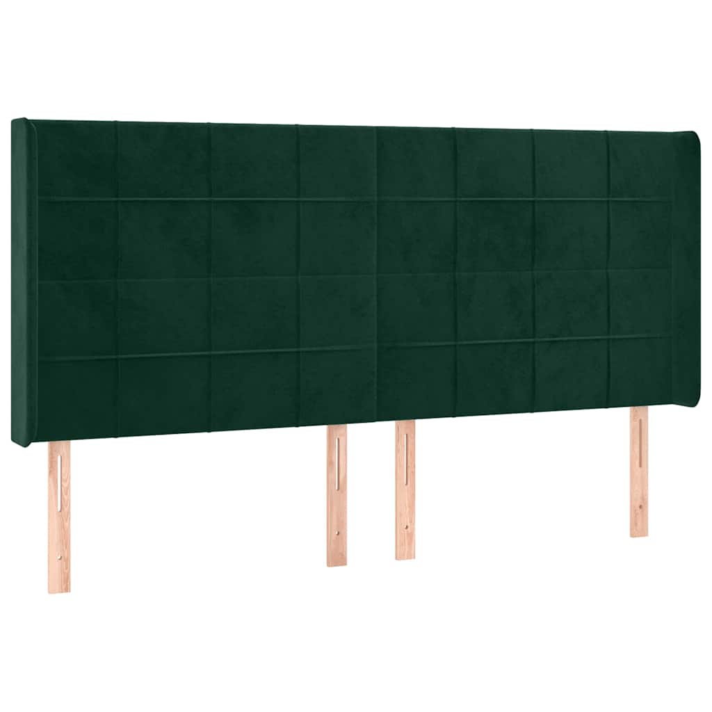 LED uzglavlje tamnozeleno 203 x 16 x 118/128 cm baršunasto