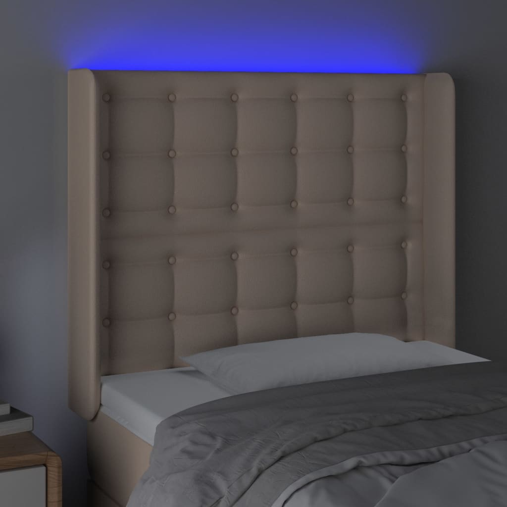 LED uzglavlje boja cappuccina 83x16x118/128 cm od umjetne kože