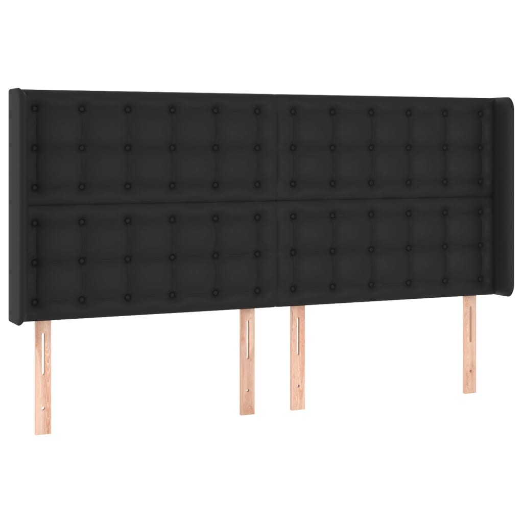 LED uzglavlje crno 163 x 16 x 118/128 cm od umjetna koža