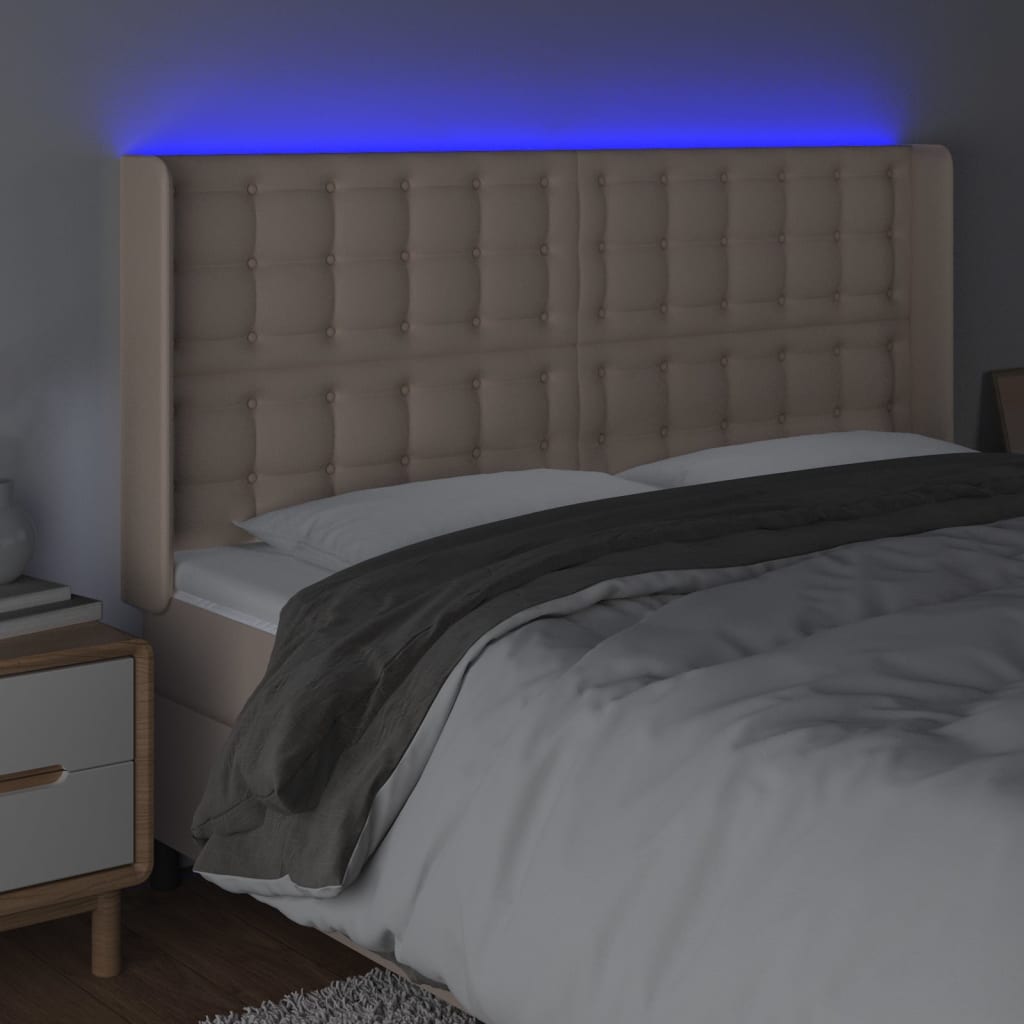 LED uzglavlje boja cappuccina 163x16x118/128cm od umjetna koža