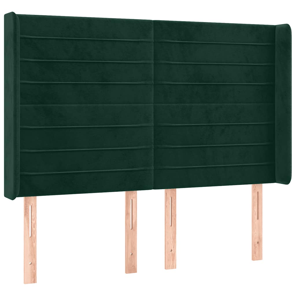 LED uzglavlje tamnozeleno 147x16x118/128 cm baršunasto
