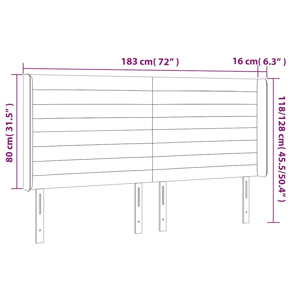 LED uzglavlje tamnoplavo 183 x 16 x 118/128 cm od tkanine