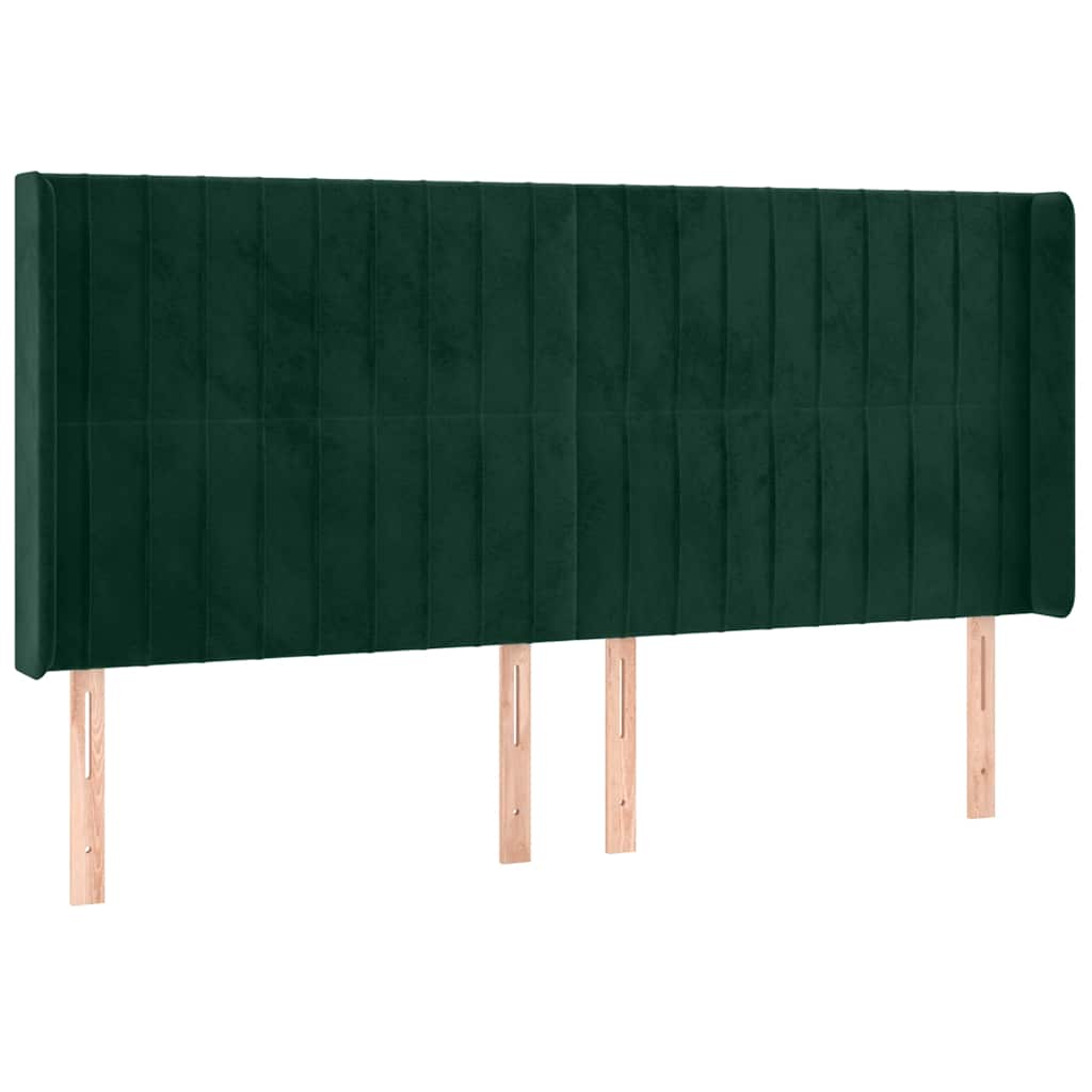 LED uzglavlje tamnozeleno 183 x 16 x 118/128 cm baršunasto