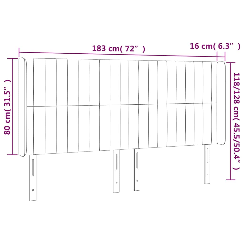 LED uzglavlje tamnozeleno 183 x 16 x 118/128 cm baršunasto