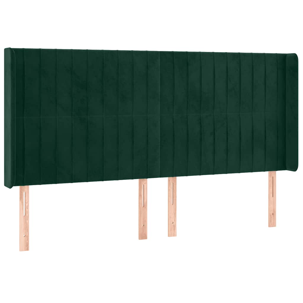 LED uzglavlje tamnozeleno 203 x 16 x 118/128 cm baršunasto