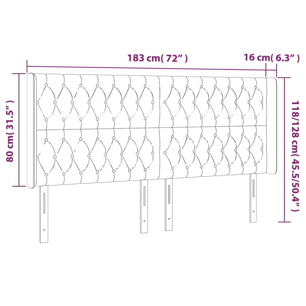 LED uzglavlje tamnosmeđe 183x16x118/128 cm od tkanine