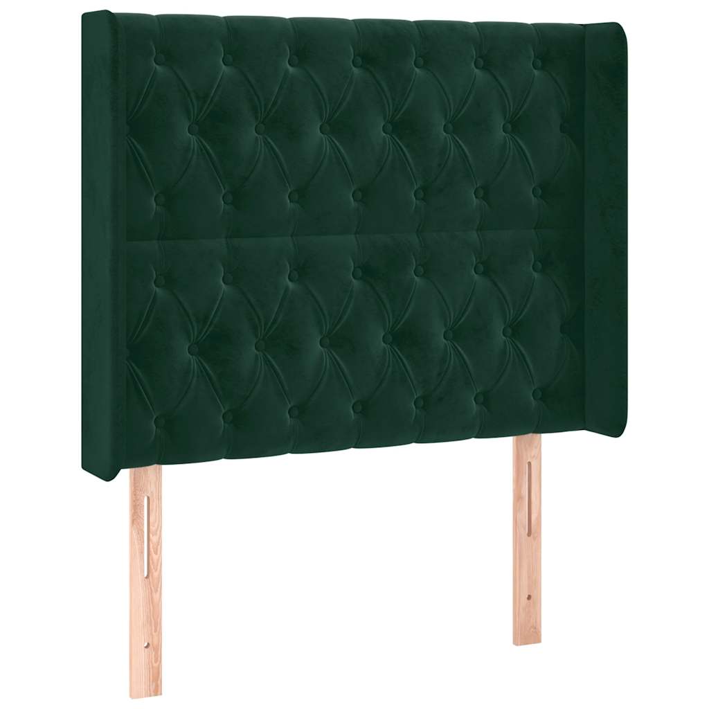 LED uzglavlje tamnozeleno 93x16x118/128 cm baršunasto