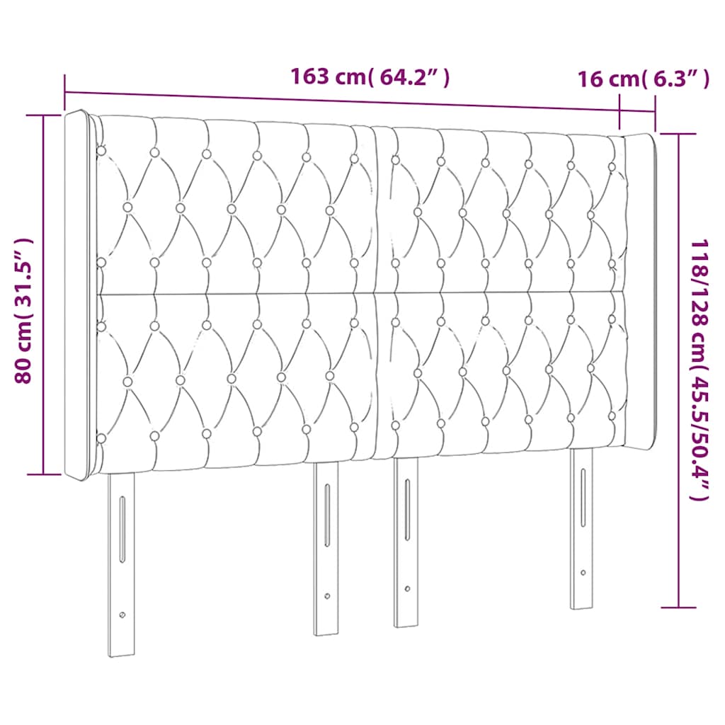 LED uzglavlje tamnozeleno 163x16x118/128 cm baršunasto