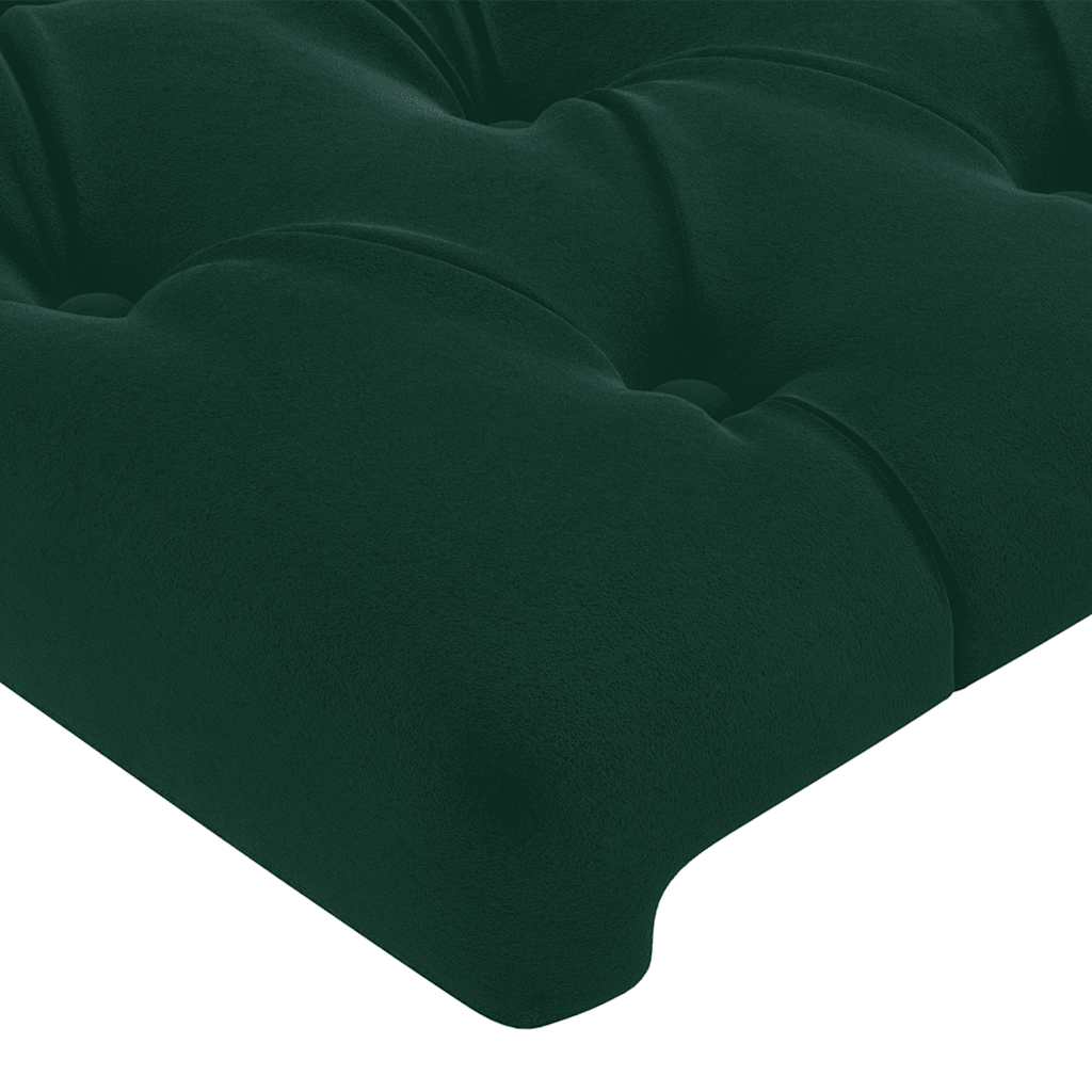 LED uzglavlje tamnozeleno 203 x 16 x 118/128 cm baršunasto