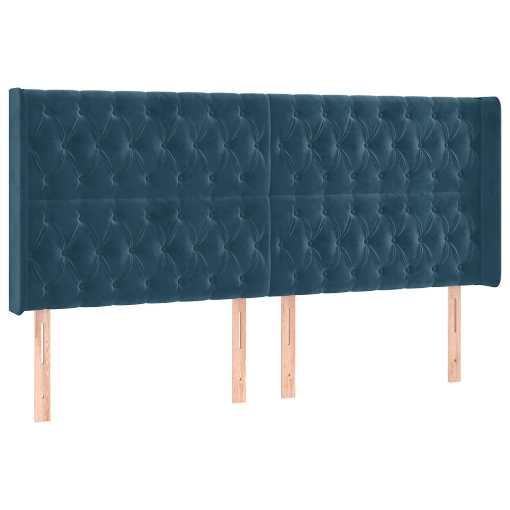 LED uzglavlje tamnoplavo 203 x 16 x 118/128 cm od tkanine