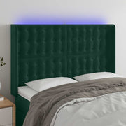 LED uzglavlje tamnozeleno 147x16x118/128 cm baršunasto