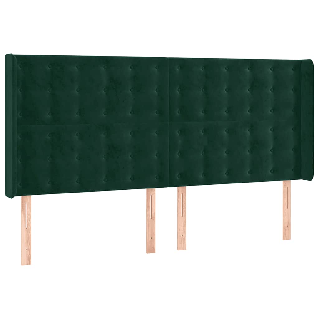 LED uzglavlje tamnozeleno 163x16x118/128 cm baršunasto
