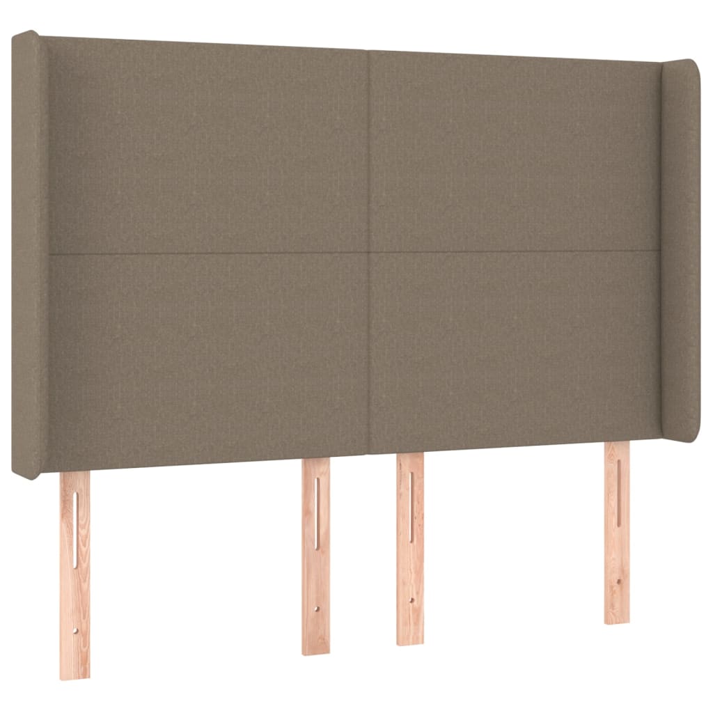 Krevet box spring s madracem LED smeđesivi 140x190 cm tkanina